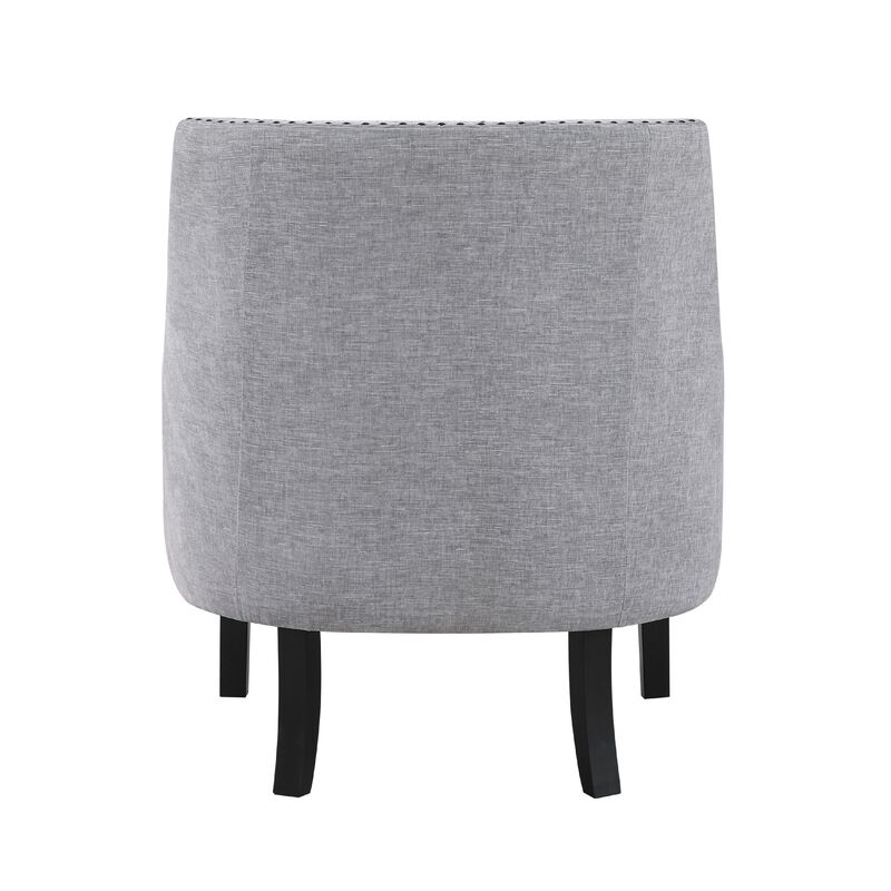 Daisie Accent Armchair, Button Tufted Gray Chenille, Solid Wood