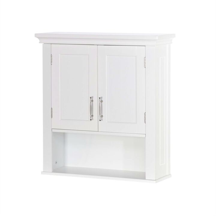 Wall-Mounted Bathroom Cabinet with Doors and Open Shelf