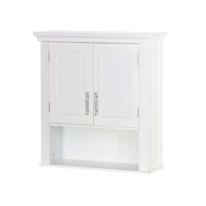Wall-Mounted Bathroom Cabinet with Doors and Open Shelf