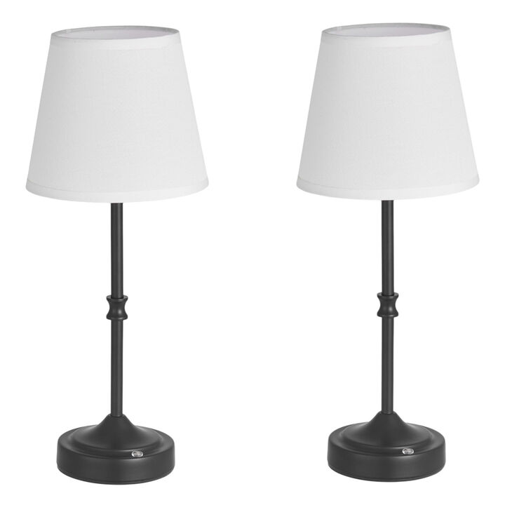 2-Pack Cordless Table Lamps with 5200mAh Battery &ndash; Fabric Shade for Restaurant or Home