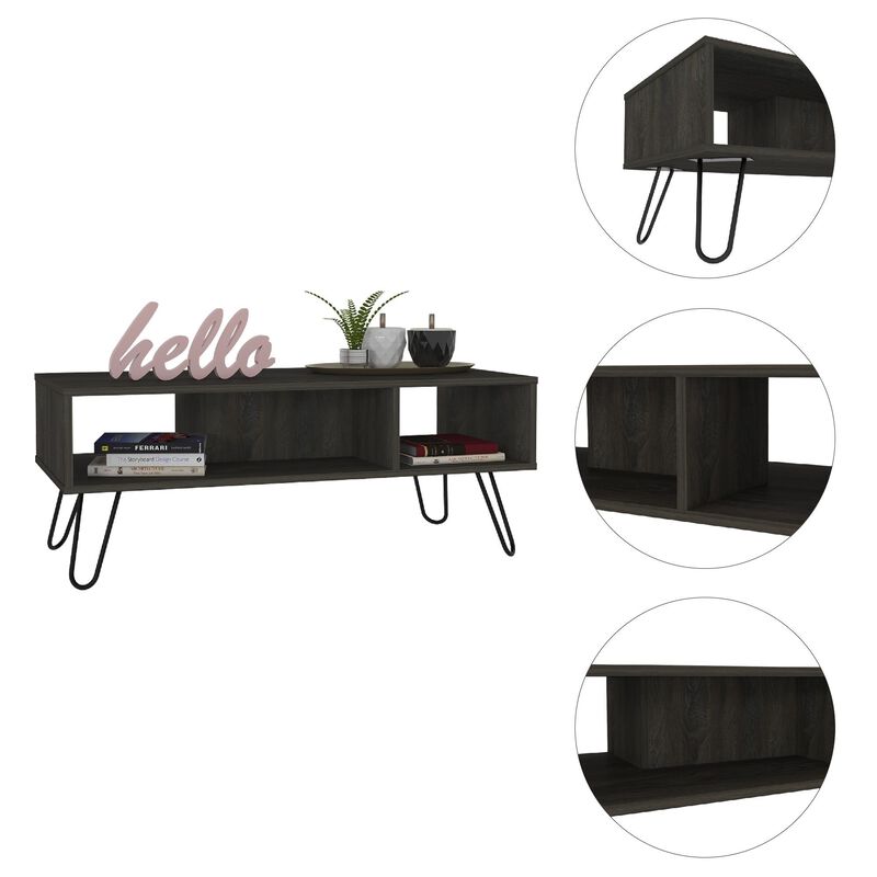 Homezia 40" Carbon Espresso Manufactured Wood Rectangular Coffee Table