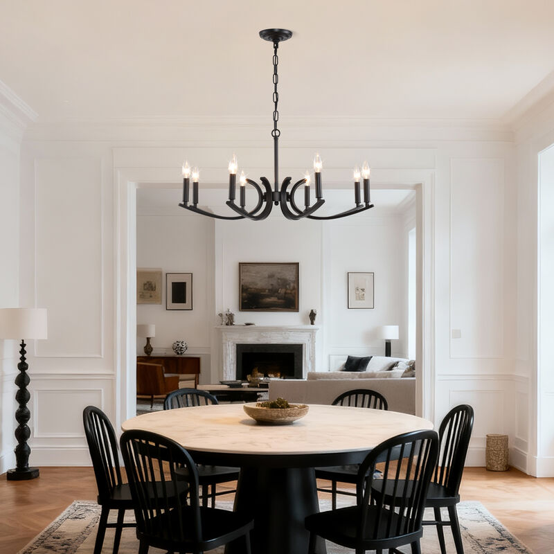 ELEMENT ACE 8-Light Adjustable Height Hanging Chandelier Lighting Fixture Ideal for High Ceiling Living Rooms, Dining Rooms, Foyers, Kitchen Islands and Bar Areas image number 6
