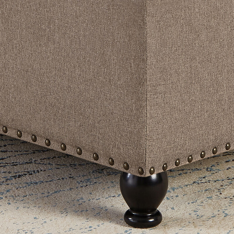 Streamdale Linen Upholstered Storage Ottoman/coffee table with Wooden Legs image number 8