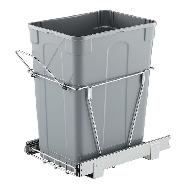 Pull-Out 35QT Waste basket – Under Sink Cabinet Garbage & Recycling with Metal Sliding Rails