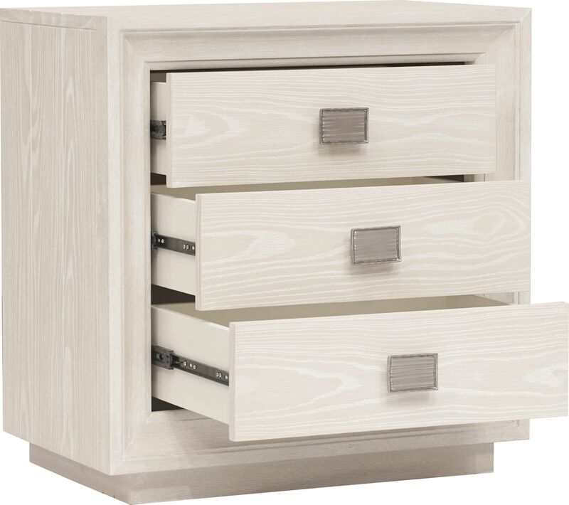 Maxime Three Drawer USB-Charging Nightstand in Ash
