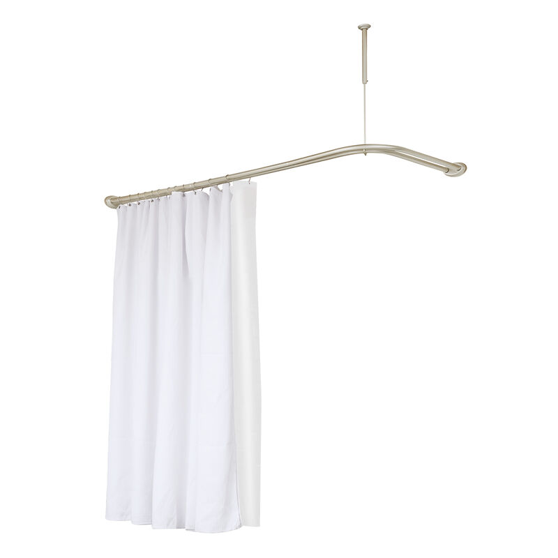 Utopia Alley Rustproof Aluminum Double L Shaped Shower Curtain Rod 72" L x 31.7" W,  with 24 Shower Hooks included  & Ceiling Support ,Wall Mounted image number 6