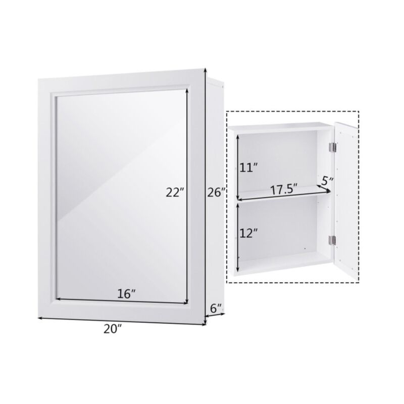 Hivvago Wall Mounted Adjustable Medicine Storage Mirror Cabinet