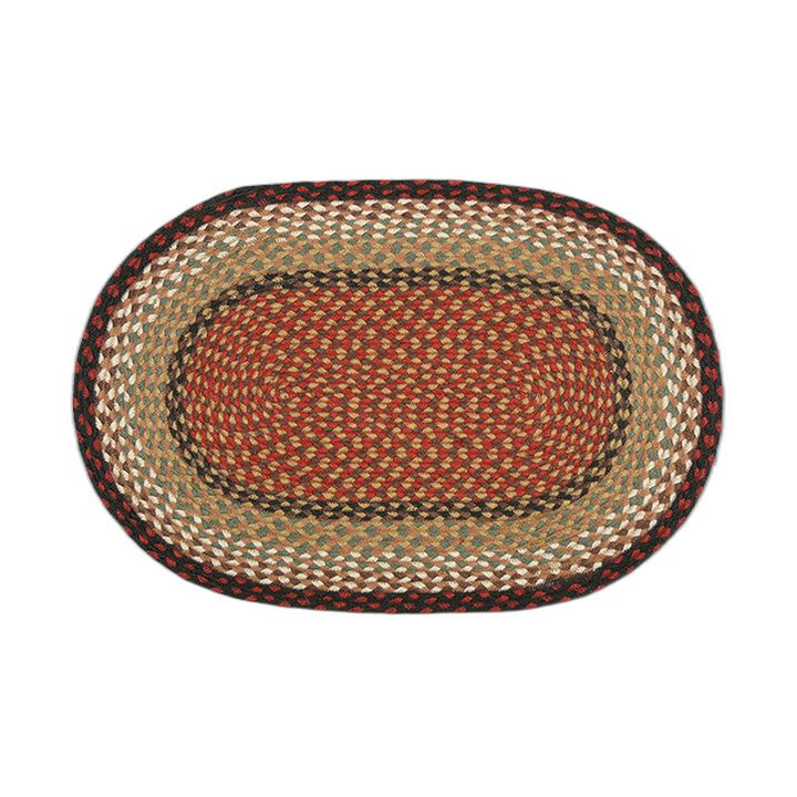 Earth Rugs C-19 Burgundy Mustard Oval Braided Rug 20 X 30