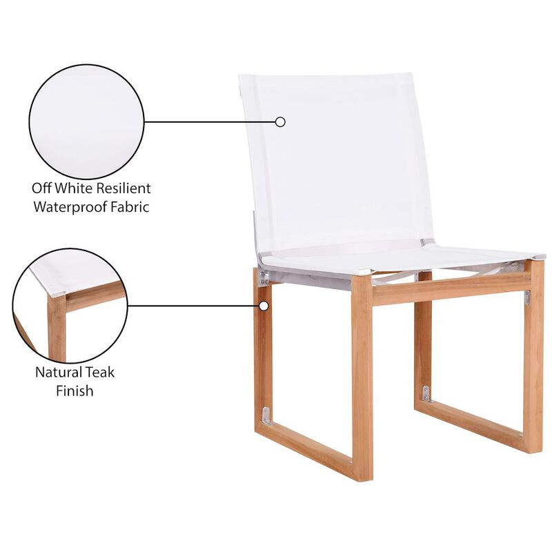 Meridian Furniture Tulum Off White Water Resistant Fabric Outdoor Patio Dining Side Chair
