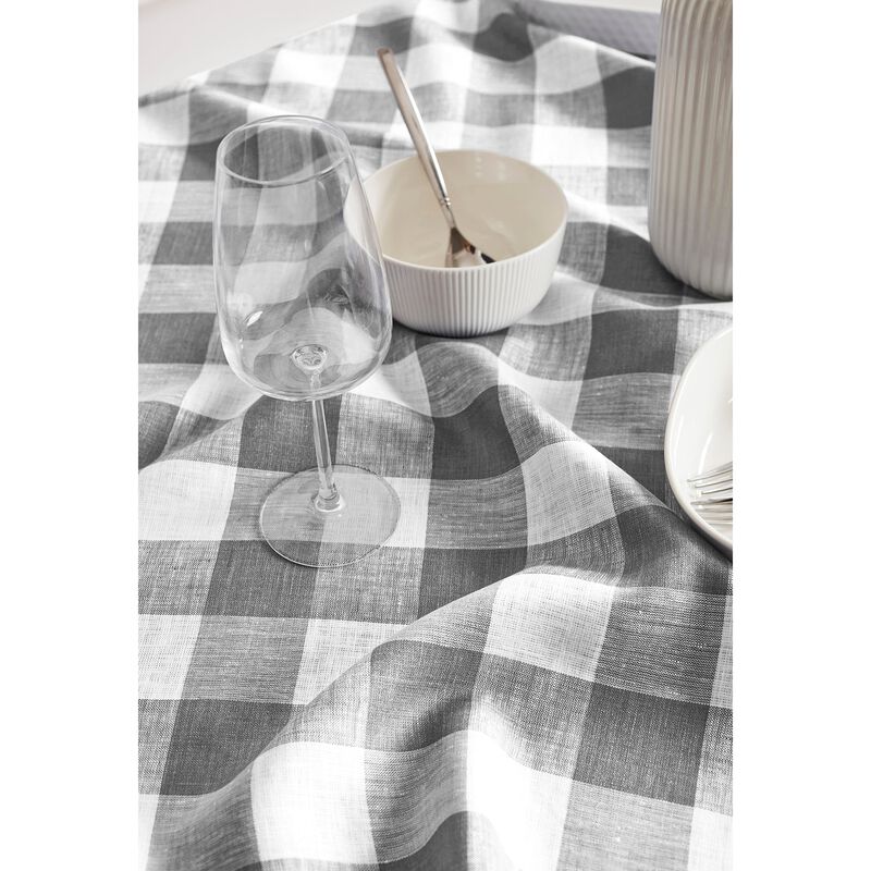 Linen Table Throw - Buffalo Check