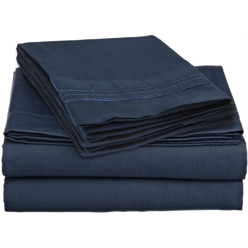 Hivvago King size 4-Piece Wrinkle-Free Microfiber Sheet Set in Navy Blue