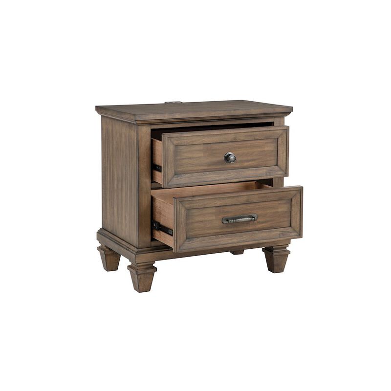 New Classic Furniture Mariana Wood 2-Drawer Nightstand, Vintage Mocha