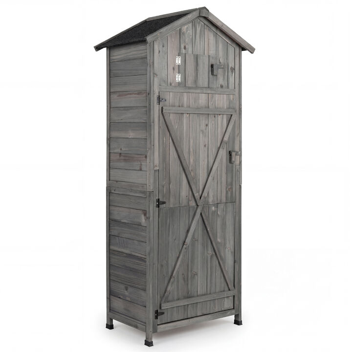 Outdoor Garden Storage Cabinet 70" Tall with Lockable Doors & Foldable Table