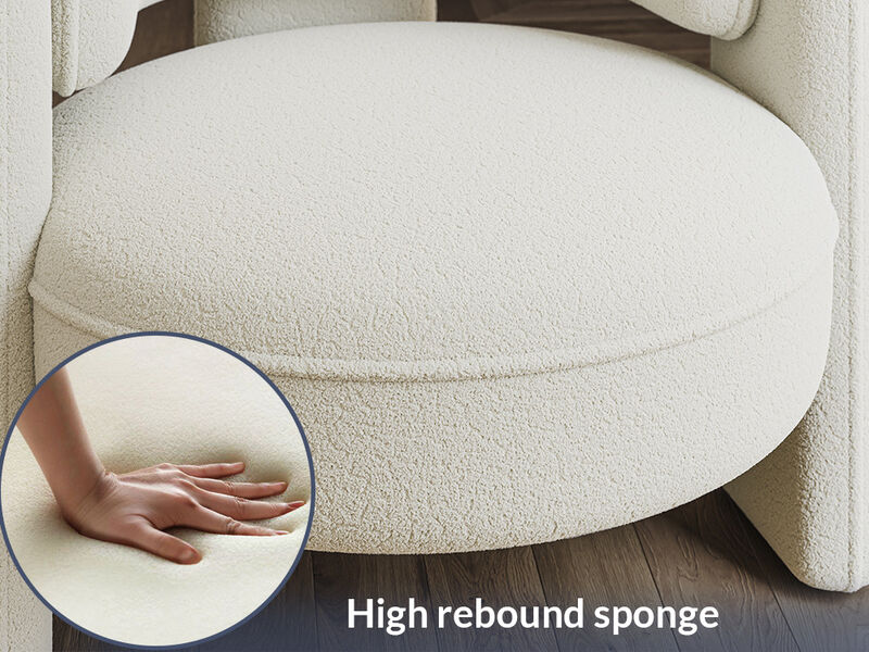 BELLEZE Modern Sherpa Accent Chair, Sherpa Boucle Chair Barrel Accent Chair Comfy Round Upholstered Armchair Side Corner Chair for Living Room, Bedrooms, Office, Reading Nook - Quinton (White)