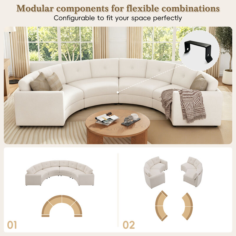 Merax Curved Modular Sectional Sofa with Customizable Layout, High-Resilience Foam & Pocket Spring Seats image number 6