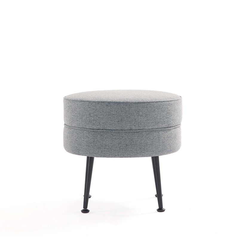 Bailey Gray and Black Ottoman