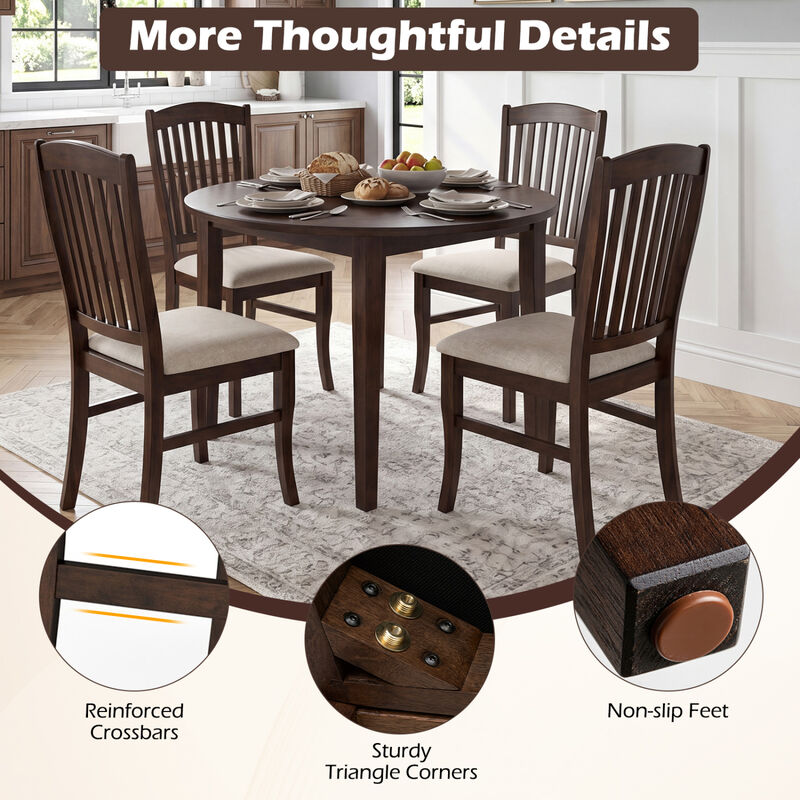 Set of 4 Dining Side Chairs with Rubber Wood Frame and Padded Seats image number 7