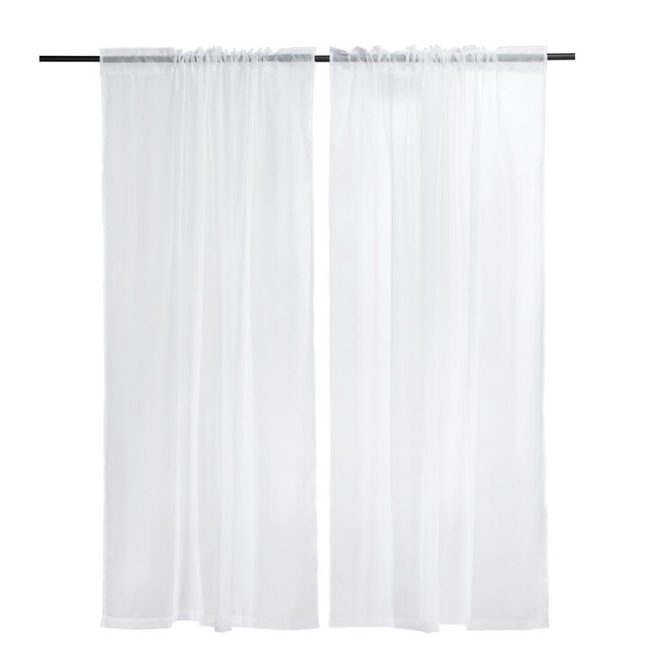 Sheer Window Curtains Set of 2, Polyester Drapes with Dual Rod Pocket Design