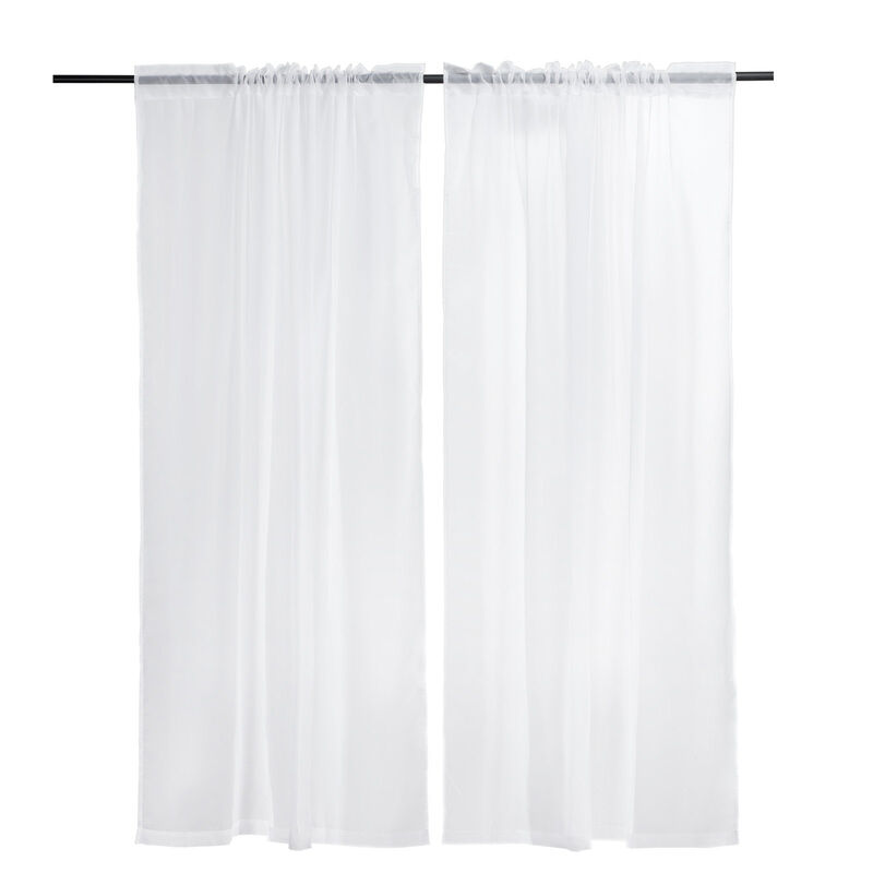 Sheer Window Curtains Set of 2, Polyester Drapes with Dual Rod Pocket Design image number 0