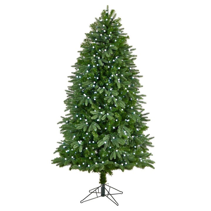 Nearly Natural 6.5-ft Fraser Fir Artificial Christmas Tree with 550 Gum Ball LED Lights with Instant Connect Technology and 965 Bendable Branches