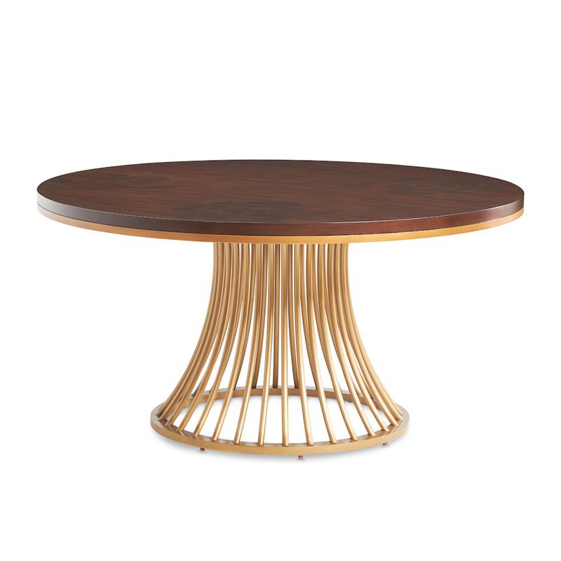 Michael Amini Camellia Field Round Dining Table - Warm Pecan
