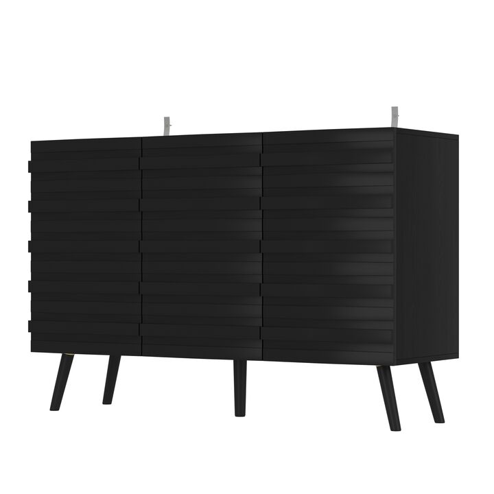 FUFU&GAGA Modern Storage Cabinet with 2 Adjustable Shelves, Solid Wood Legs & Embossed Laminate Finish