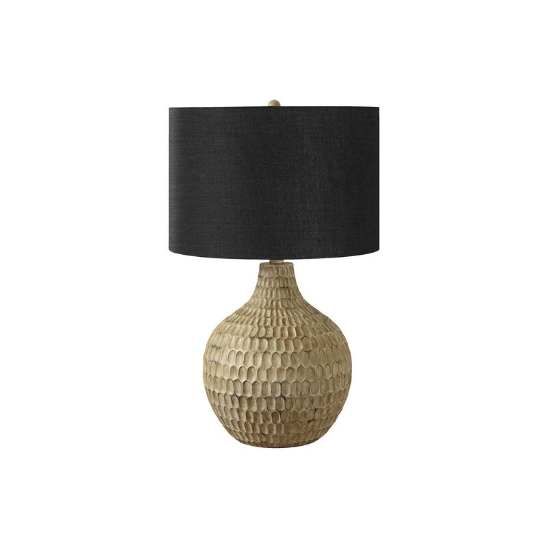 Monarch Specialties I 9606 - Lighting, 25"H, Table Lamp, Black Shade, Brown Resin, Contemporary