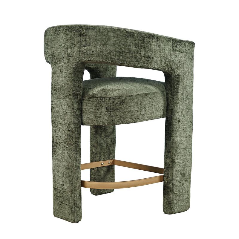 Jofran Gwen Modern Luxury Jacquard Fabric Upholstered Sculpture Counter Stool