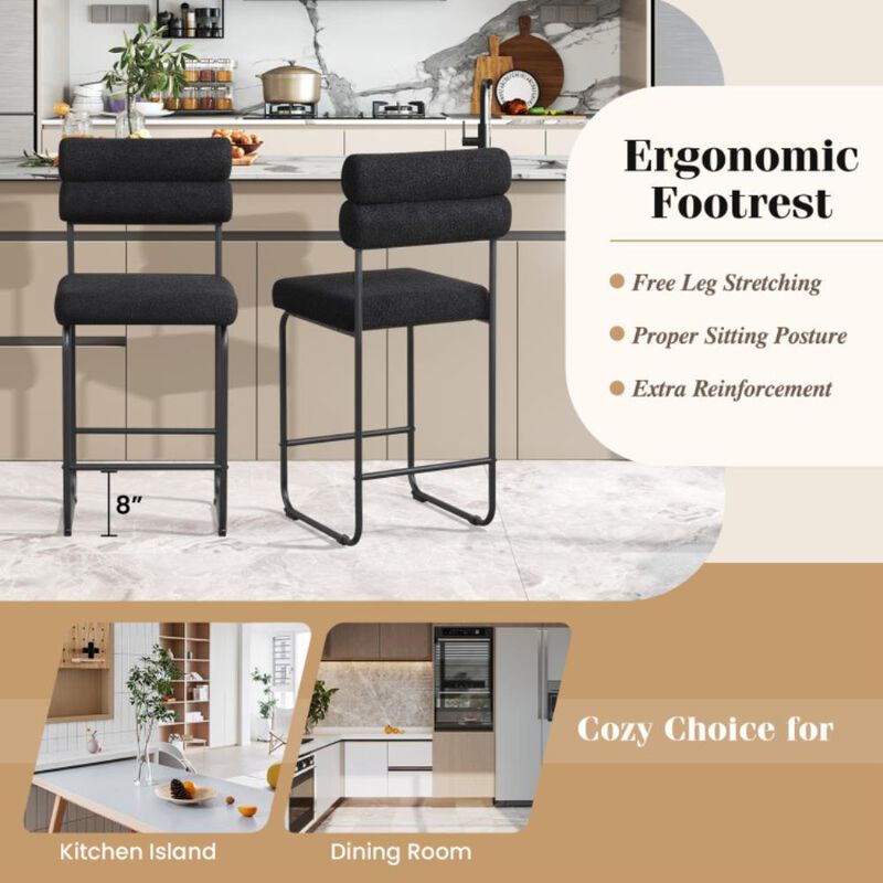 Hivvago Counter Height Bar Stools Set of 2 with Metal Frame and Footrest
