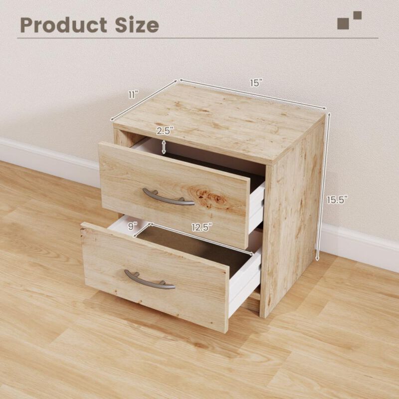 Hivvago 2 Drawer Nightstand with Storage for Living Room