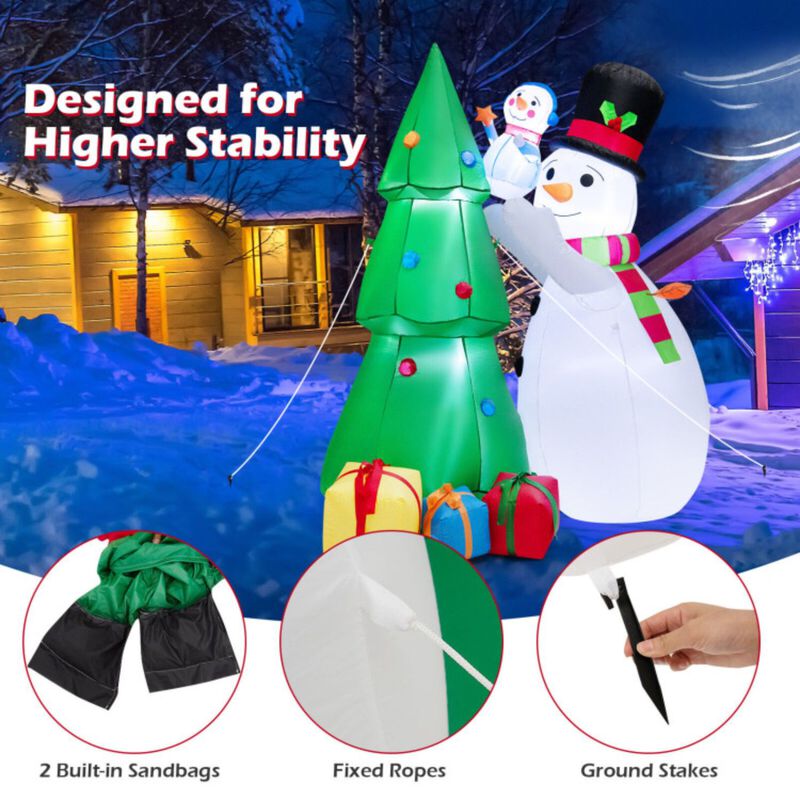 Inflatable Christmas Snowman and Tree Decoration Set with LED Lights
