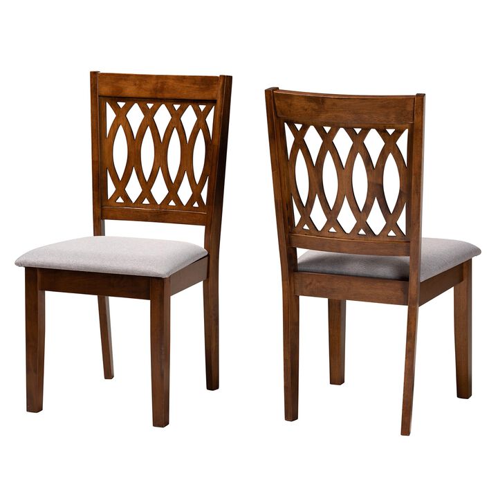 Baxton Studio Florencia Grey Fabric and Walnut Brown Finished Wood 2-Piece Dining Chair Set