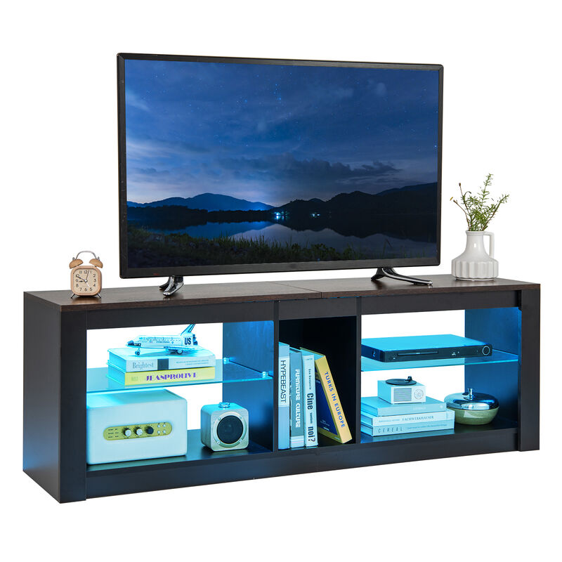 Modern TV Stand with LED Lights and Adjustable Shelves for Flat Screen TVs