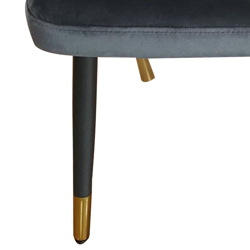 Zini 25 Inch Cushioned Dining Chair, Set of 2, Gray, Black, Gold Metal - Benzara