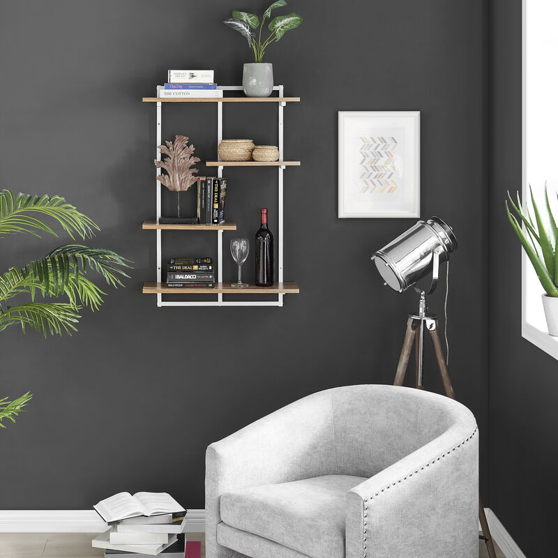 Rhodes 4 Tier Modern Floating Windowsill Wall Shelf Unit with Metal Frame