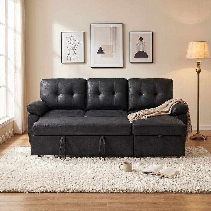 TATEUS  L-Shaped Pull-Out Sectional Sofa