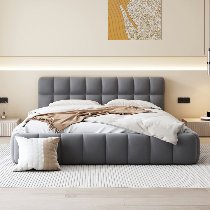 Merax Modern Upholstered Platform Bed Frame