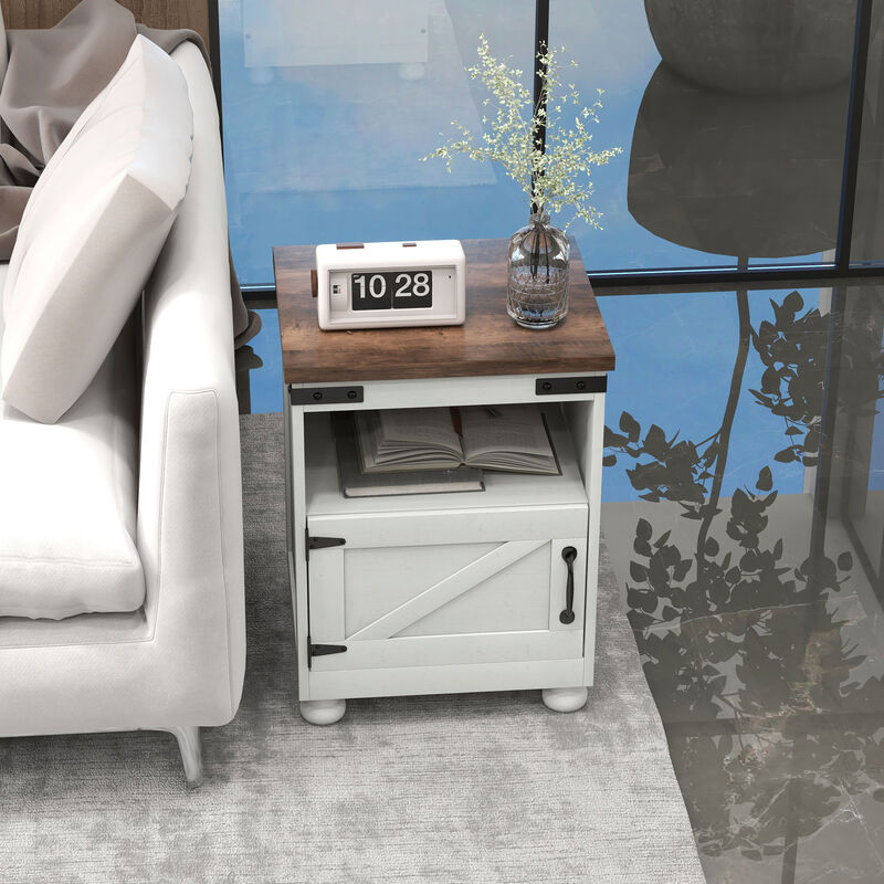 Hivvago Side Table with Storage, Shelf, and Cupboard image number 6