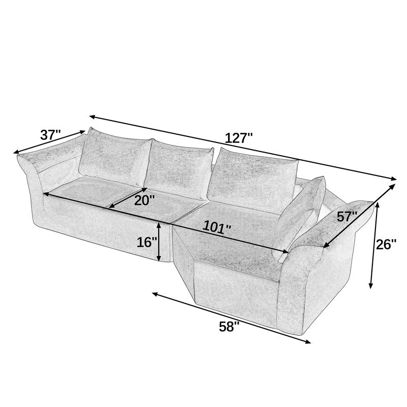 Kelhak Modern Minimalist Modular Sectional Sofa image number 3