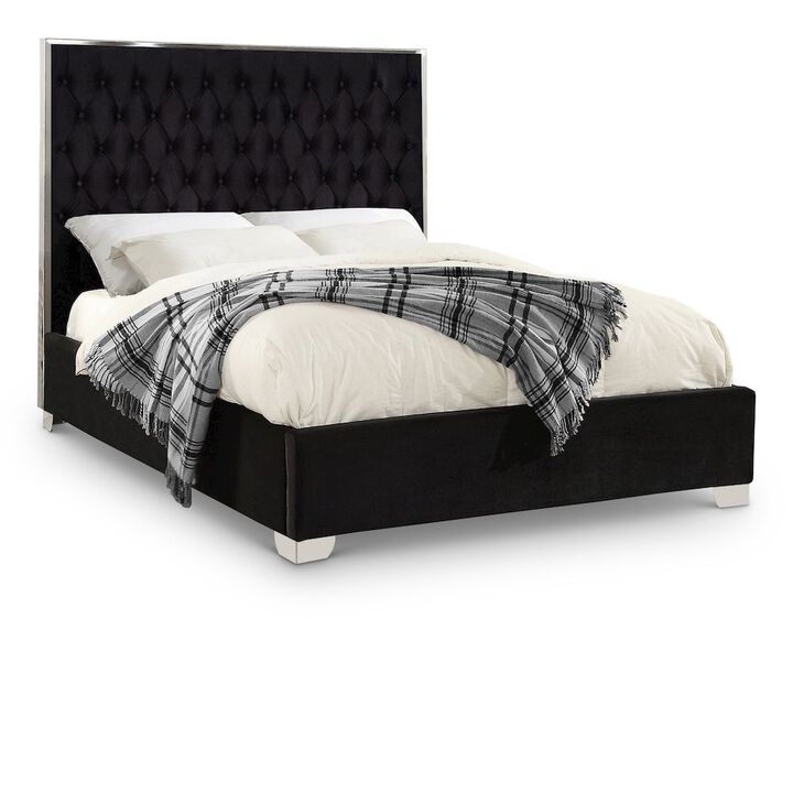 Meridian Furniture Lexi Black Velvet Queen Bed