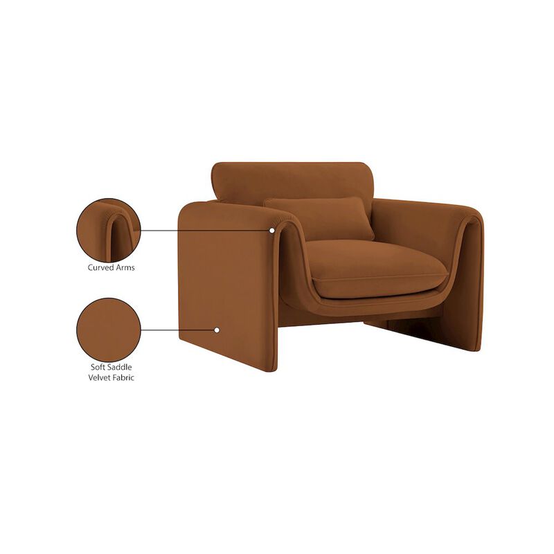 Meridian Furniture Sloan Saddle Velvet Fabric Chair