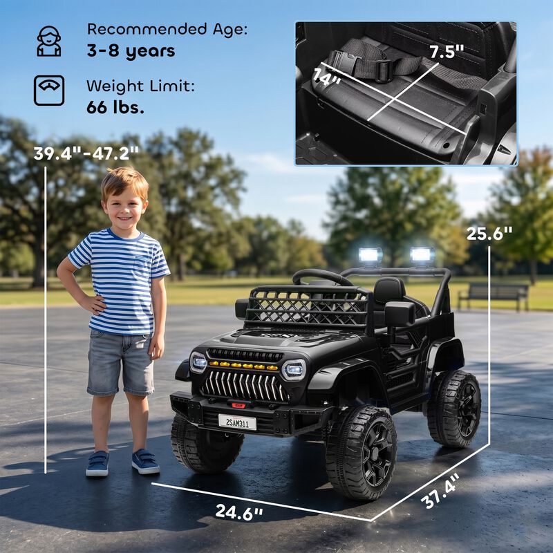 BreeBe 12V Battery Powered Ride On Truck, Kids Electric Car with Spring Suspension, Remote, Horn, USB Music image number 2
