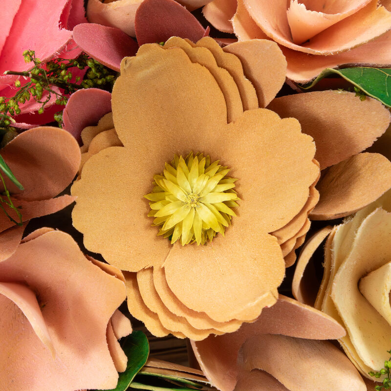 Mixed Floral and Foliage Artificial Valentine's Day Heart Wreath - 12.25" - Pink and Yellow image number 3