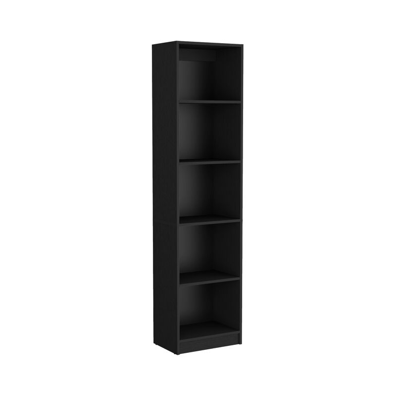 HomeRoots 70" Black Wood Five Tier Bookcase image number 2
