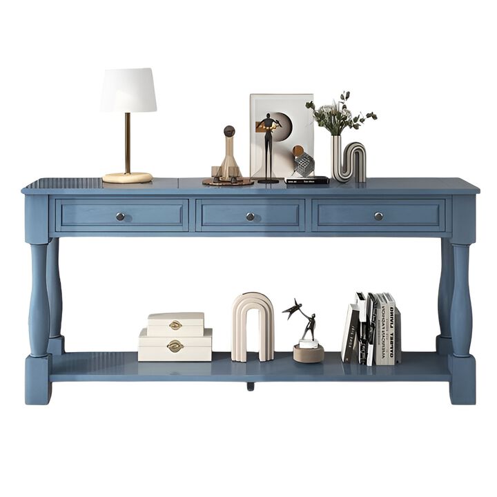 Long Console Table with Drawers and Shelf for Entryway, Hallway, Living Room