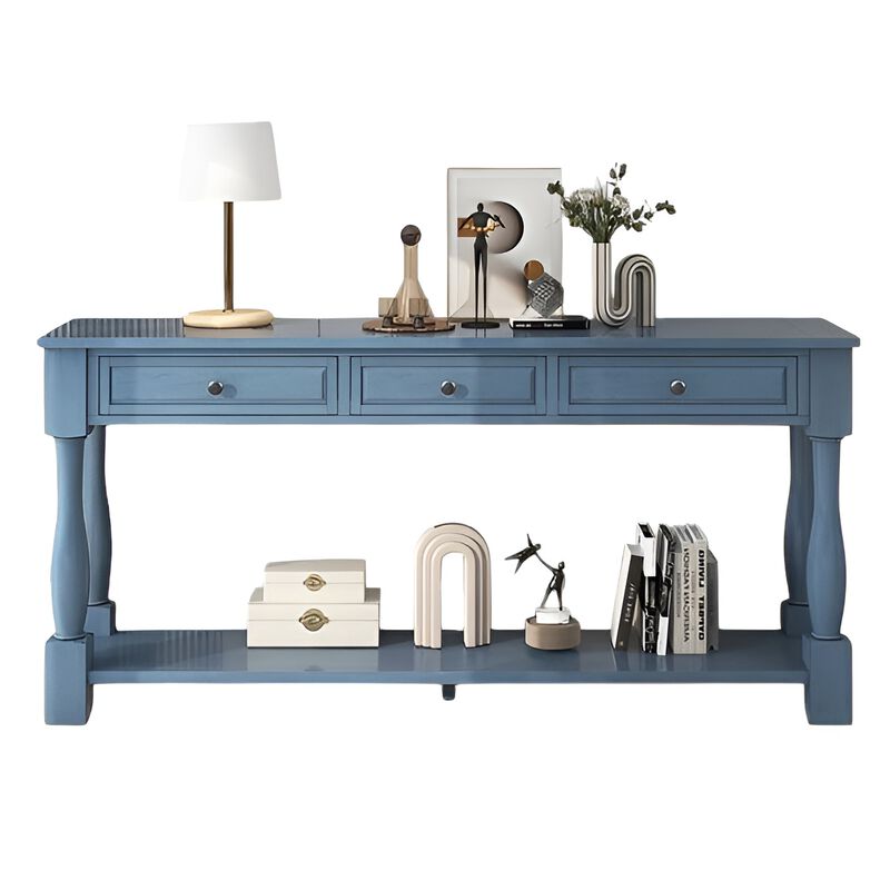Long Console Table with Drawers and Shelf for Entryway, Hallway, Living Room