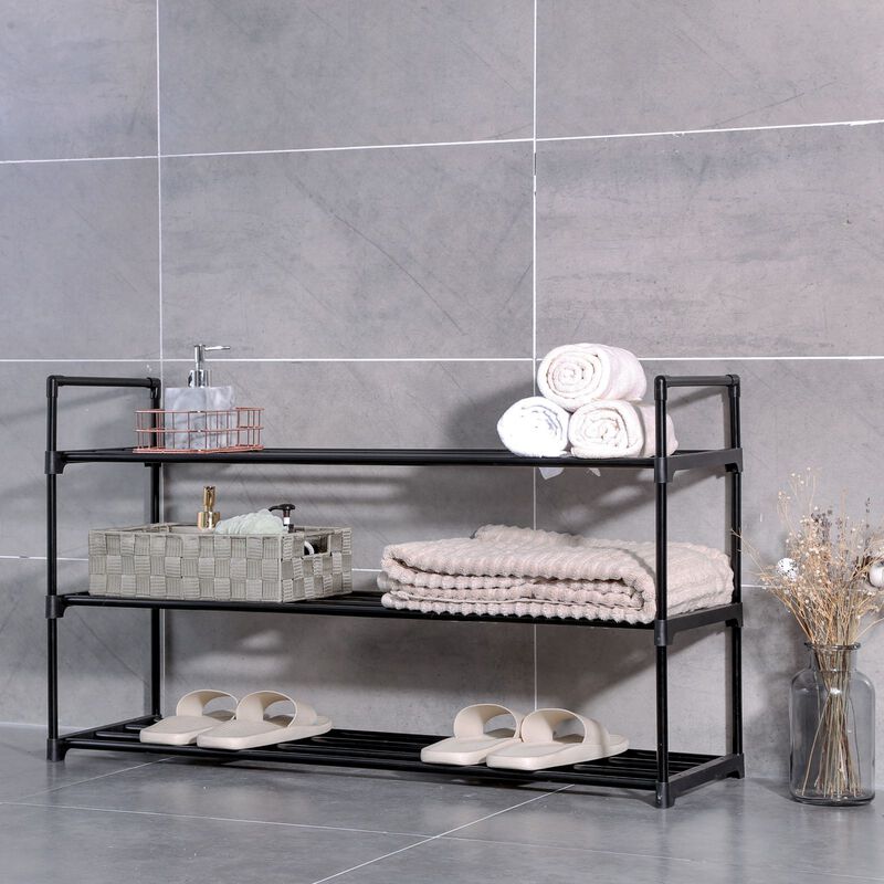 3-Tier Metal Shoe Rack - Tower Shelf Storage Organizer Cabinet