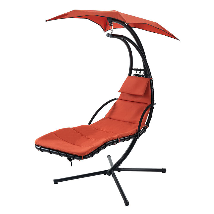 Mondawe Hanging Chaise Lounger with Removable Canopy (Orange)