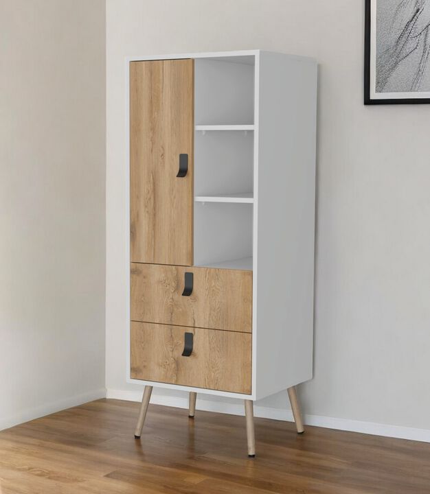HomeRoots 20" White and Natural Two Drawer Dresser