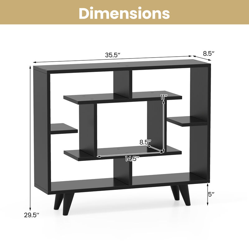 Modern Geometric Bookcase with Anti-Tip Kit – 5-Tier Storage Display Shelf